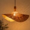 Bamboo Pendant Light Handwoven Fan Shape - Natural Beige