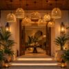 Woven Rattan Pendant Light - Dome Shape (8 inch Diameter)