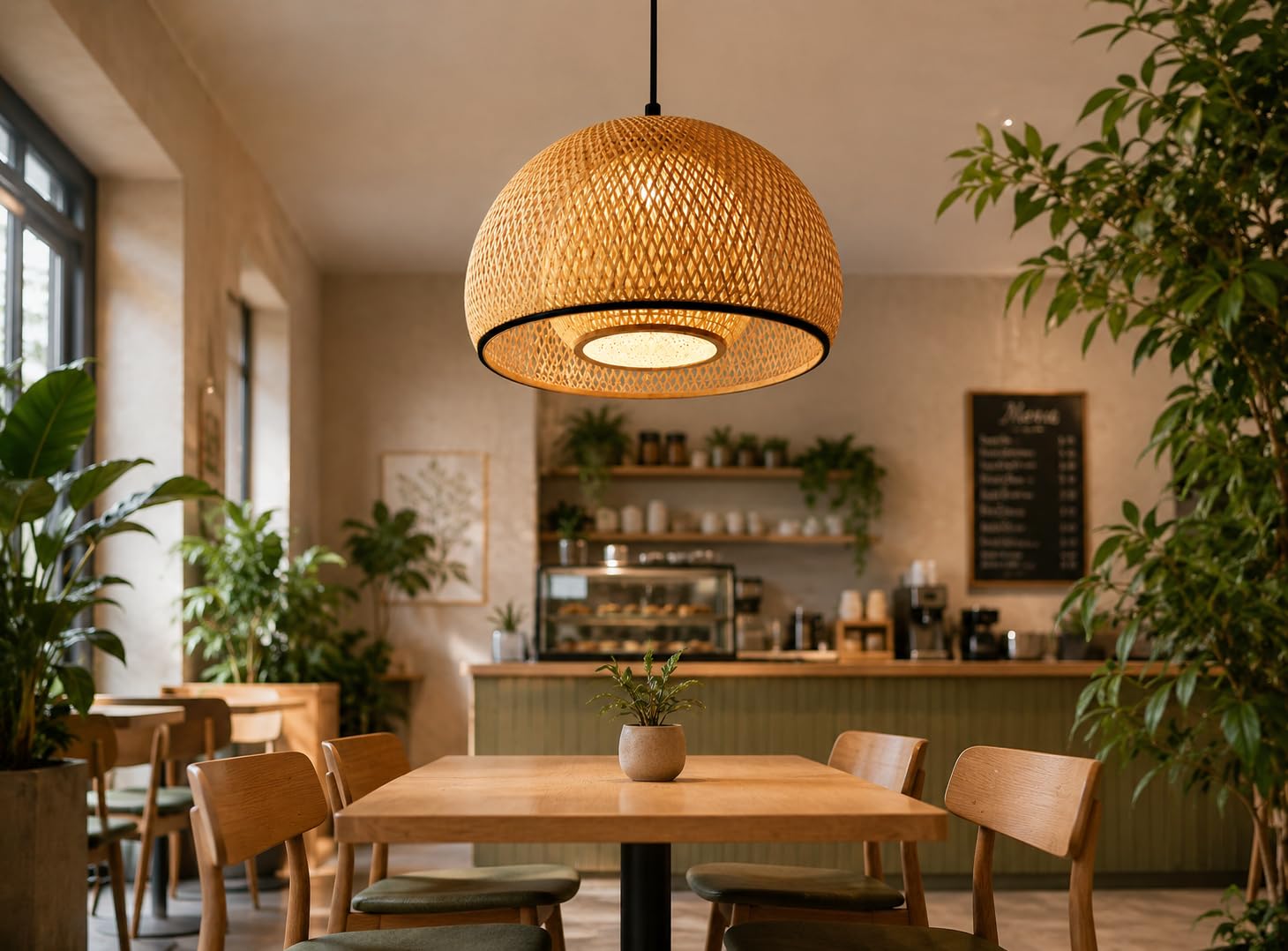 Woven Bamboo Pendant Light - Natural