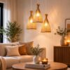 Rattan Woven Conical Pendant Light - Natural