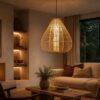 Hanging Natural Rattan Pendant Light - Teardrop Shape