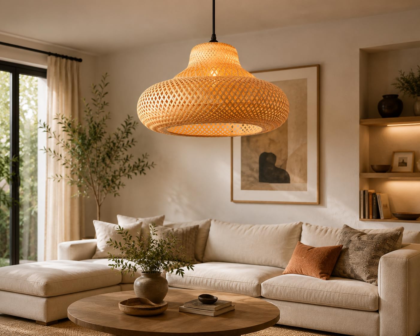 Hanging Natural Light - Woven Bamboo Pendant Light
