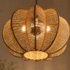 Pumpkin Hanging Natural Rattan Light - Boho Woven Pendant Light