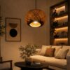 Hanging Natural Bamboo Woven Globe Pendant Light - Light