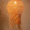 Hanging Natural Bamboo Woven Pendant Light with Fringe