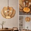 Pumpkin Hanging Natural Rattan Light - Boho Woven Pendant Light