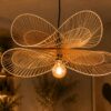 Handwoven Natural Rattan Pendant Light - Butterfly Design