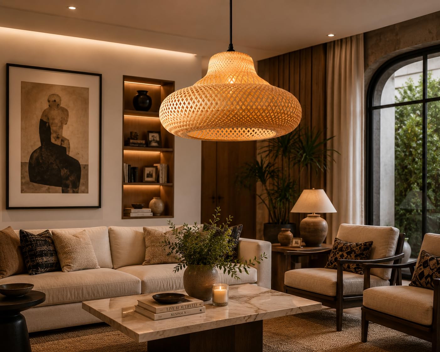 Hanging Natural Light - Woven Bamboo Pendant Light
