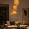 Hanging Light Set of 3 - Woven Bamboo Pendant Lights