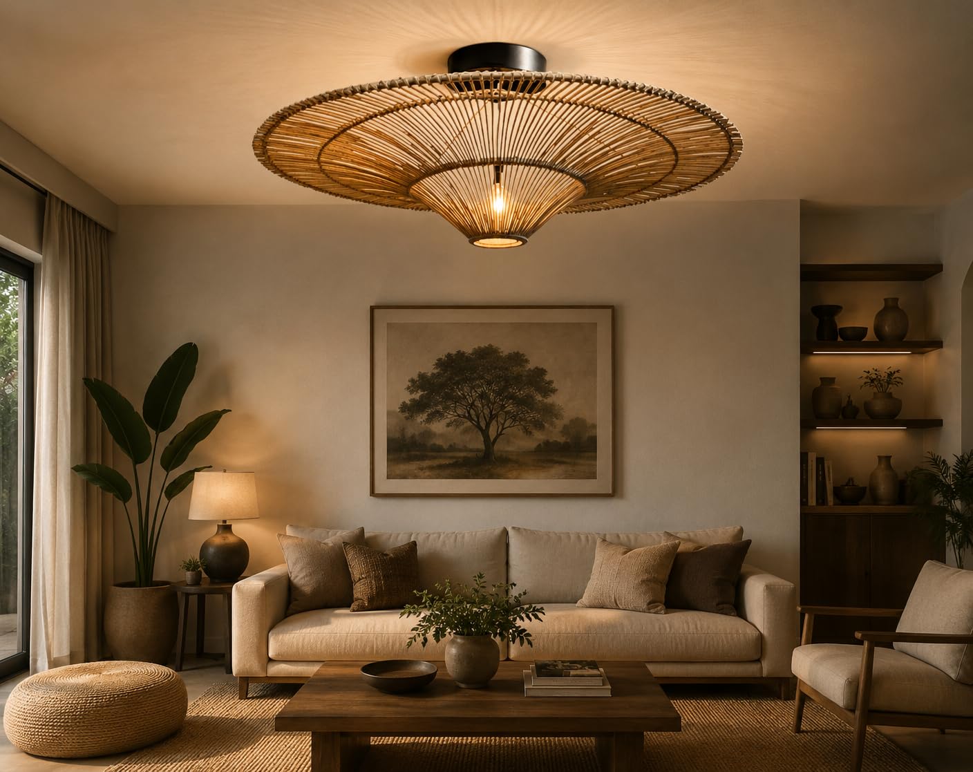 Rattan Look Light - Ceiling Light