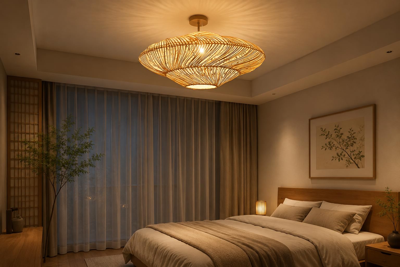 Woven Rattan Pendant Light - Natural