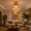 Handwoven Natural Bamboo Pendant Light - Mushroom Hanging Light