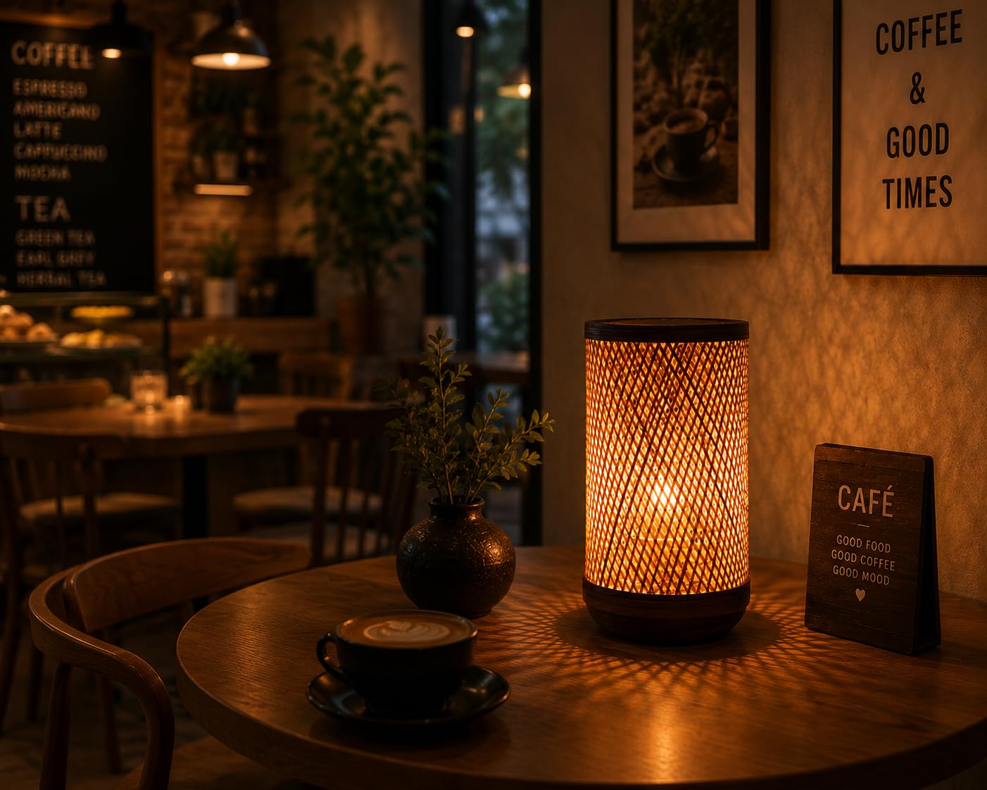 Woven Bamboo Table Light - Cylindrical