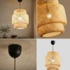 Handwoven Bamboo Pendant Light - Natural Beige