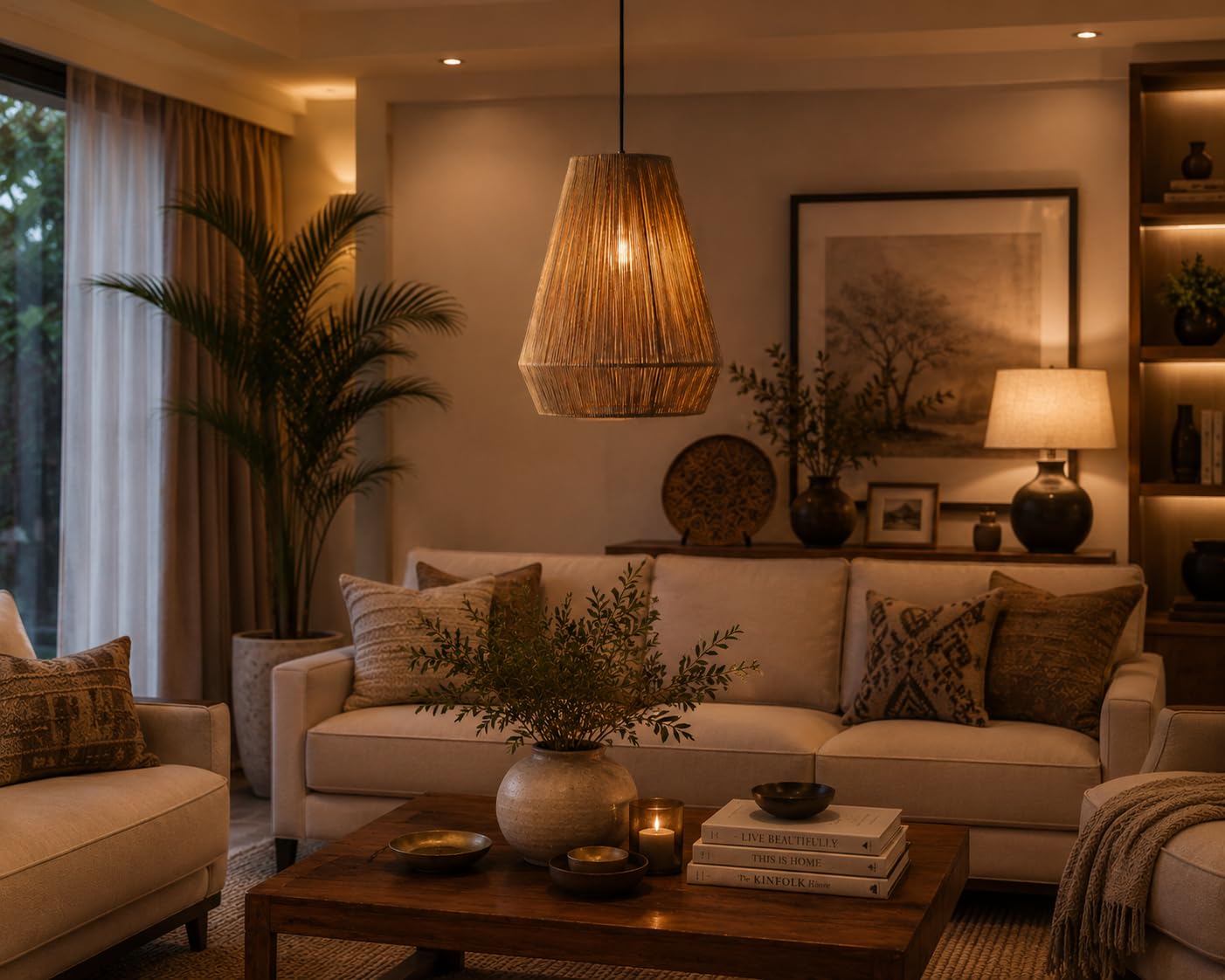 Hanging Natural Rope Light - Boho