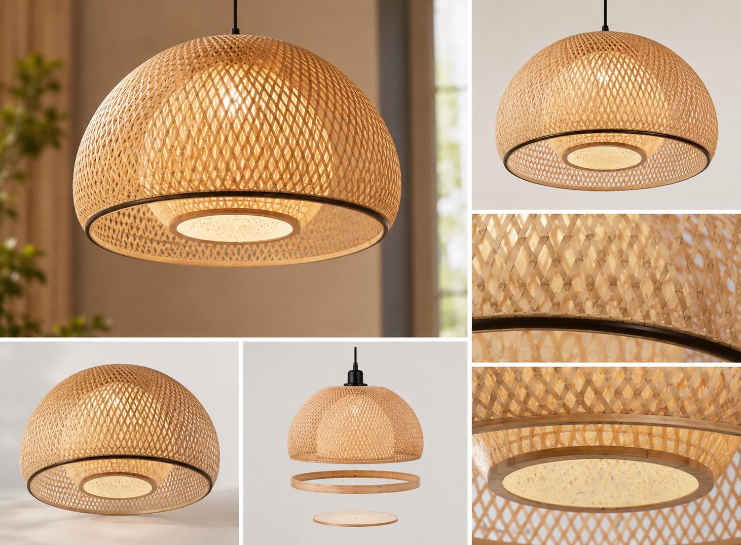 Woven Bamboo Pendant Light - Natural