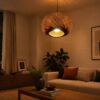 Hanging Natural Bamboo Woven Globe Pendant Light - Light
