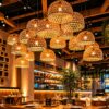 Woven Rattan Pendant Light - Dome Shape (8 inch Diameter)