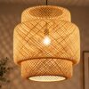 Handwoven Bamboo Pendant Light - Natural Beige