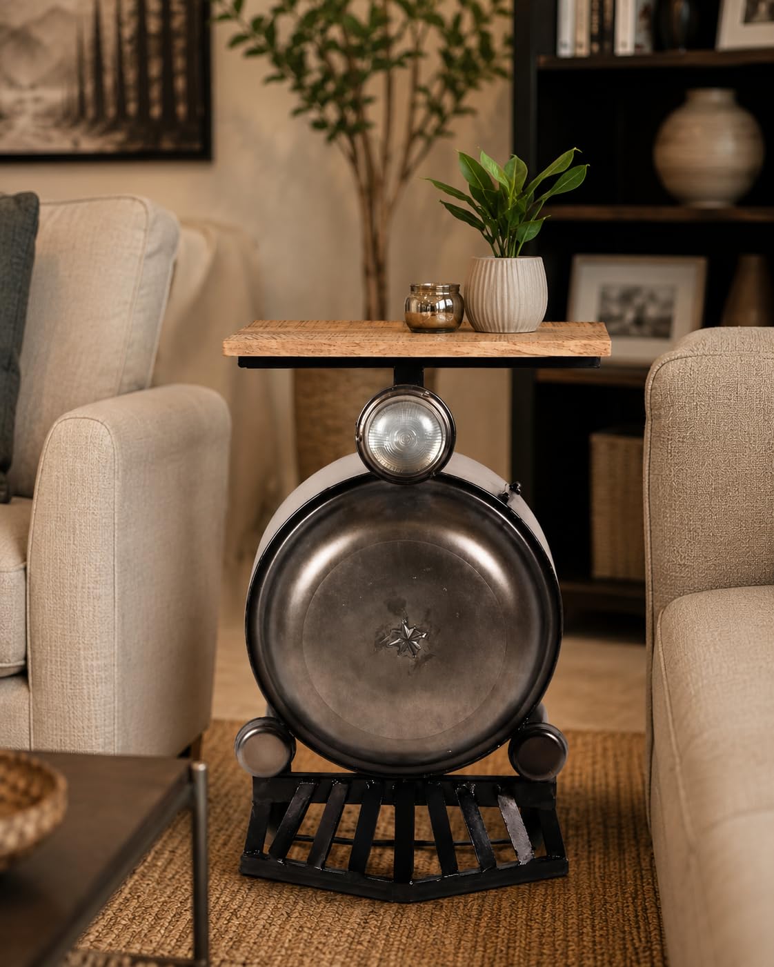 Industrial Train Engine Side Table
